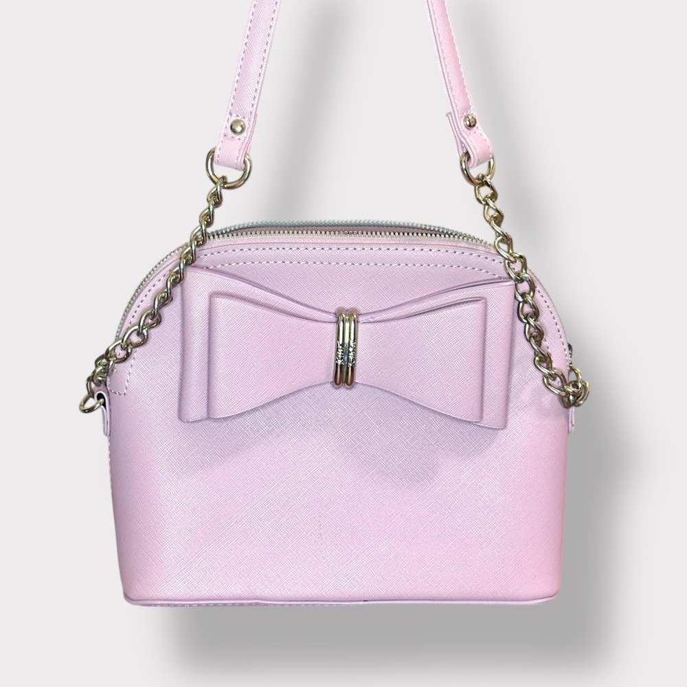 Betsey Johnson Lavender Pink Crossbody Bag with Bow